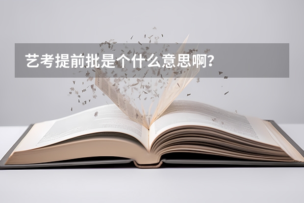 艺考提前批是个什么意思啊？